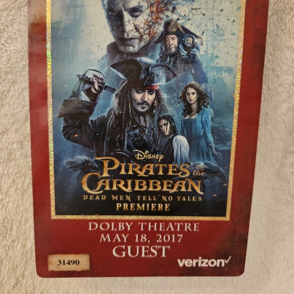Pirates Caribbean world premiere 2017 Hollywood original guest pass ticket Depp - Picture 2 of 6